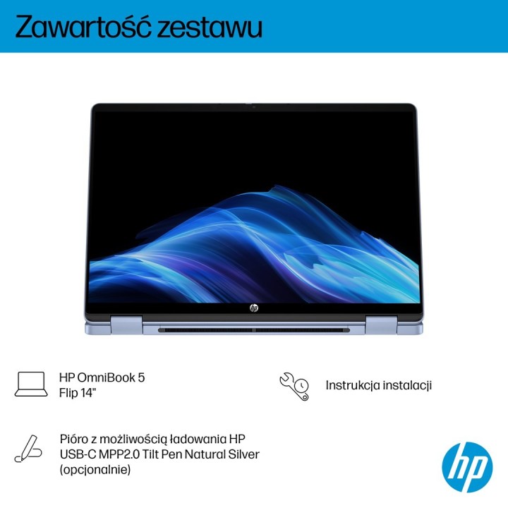 HP OmniBook 5 Flip 14-fp0004nw Core 5 120U 14"2K Touch IPS 300nits 16GB LPDDR5 5200 SSD512 Intel Graphics Cam 1080p 68Wh Win11