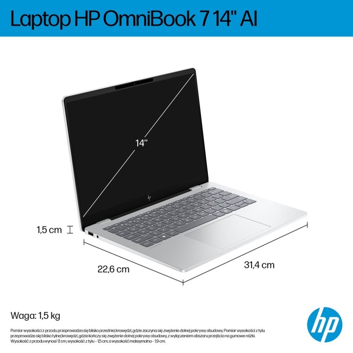 HP OmniBook 7 AI 14-fr0221nw Ultra 5 225U 14"2K 300nits AG 16GB LPDDR5-5200 SSD512 Intel Graphics Cam 5 Mpx IR 68Wh Win11