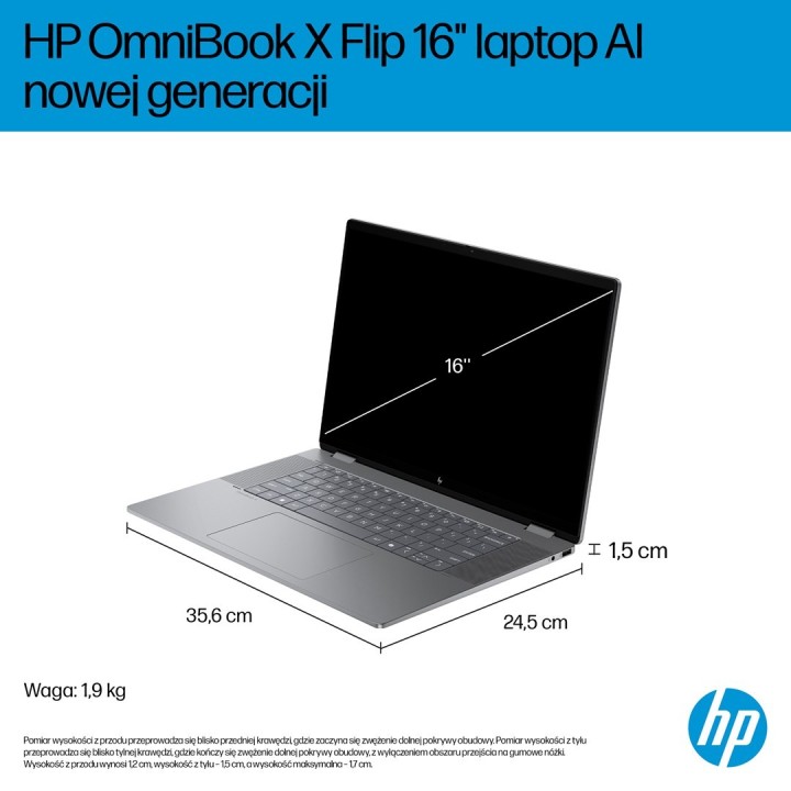 HP OmniBook X Flip 16-ar0016nw Ryzen AI 5 340 16.0"2K Touch OLED IPS 300nits AG 16GB LPDDR5X SSD1TB Radeon 840M Cam 5MPx + IR