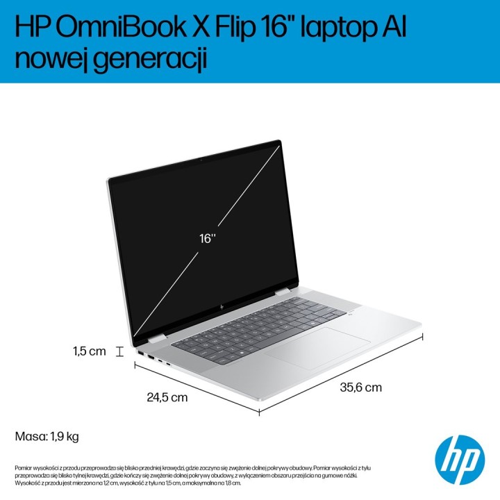 HP OmniBook X Flip 16-as0003nw Ultra 7 258V 16.0"3K Touch OLED IPS 120Hz 300nits AG 32GB LPDDR5X SSD1TB Arc 140V Cam 5MPx + IR