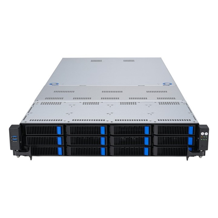 Platforma Asus Rack (2U) RS720A-E12-RS24U AMD Epyc 9004 (24x NVMe, 2xM.2, 3xGPU, 2x10Gbe, IPMI, 1+1 2600W)