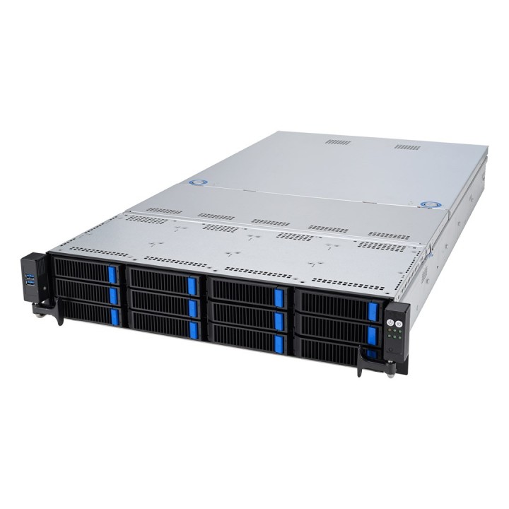 Platforma Asus Rack (2U) RS521A-E12-RS12U AMD Epyc 9005/9004 (12x NVMe/SATA HS, 2xM.2, 2x1Gbe, IPMI, 1+1 1600W)