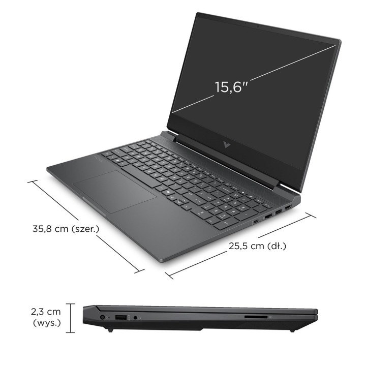 HP Victus 15-fb3231nw Ryzen 7 7445HS 15,6"FHD IPS 144Hz 300nits AG 16GB DDR5 5600 SSD512 RTX4050_6GB Cam 720p 70Wh Win11 Gray 2Y