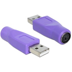 Adapter DELOCK 65461 (USB 2.0 M - PS/2 F kolor fioletowy)