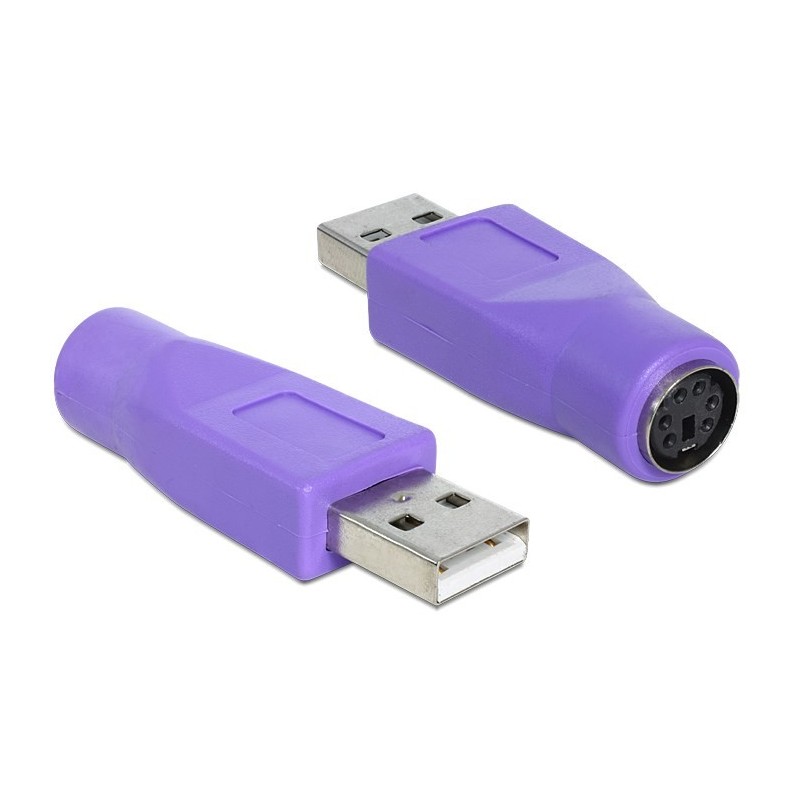 Adapter DELOCK 65461 (USB 2.0 M - PS/2 F kolor fioletowy)