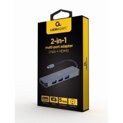 GEMBIRD MULTI ADAPTER USB TYPE-C 2 W 1 (HUB USB + HDMI)