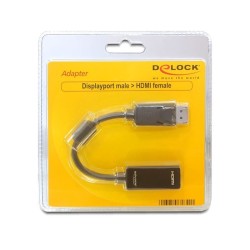 Adapter DELOCK 61849 (DisplayPort M - HDMI F 0,20m kolor czarny)