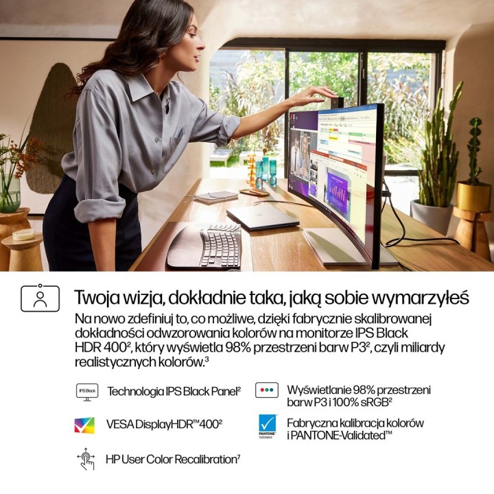 Monitor HP LED 34” S7 Pro 734pm (8K157UT) Curved IPS 120Hz WQHD Kamera RJ-45 ThunderBolt 4