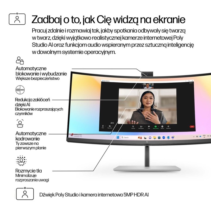 Monitor HP LED 34” S7 Pro 734pm (8K157UT) Curved IPS 120Hz WQHD Kamera RJ-45 ThunderBolt 4