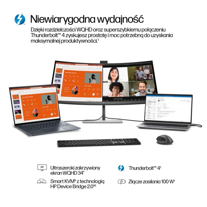 Monitor HP LED 34” S7 Pro 734pm (8K157UT) Curved IPS 120Hz WQHD Kamera RJ-45 ThunderBolt 4