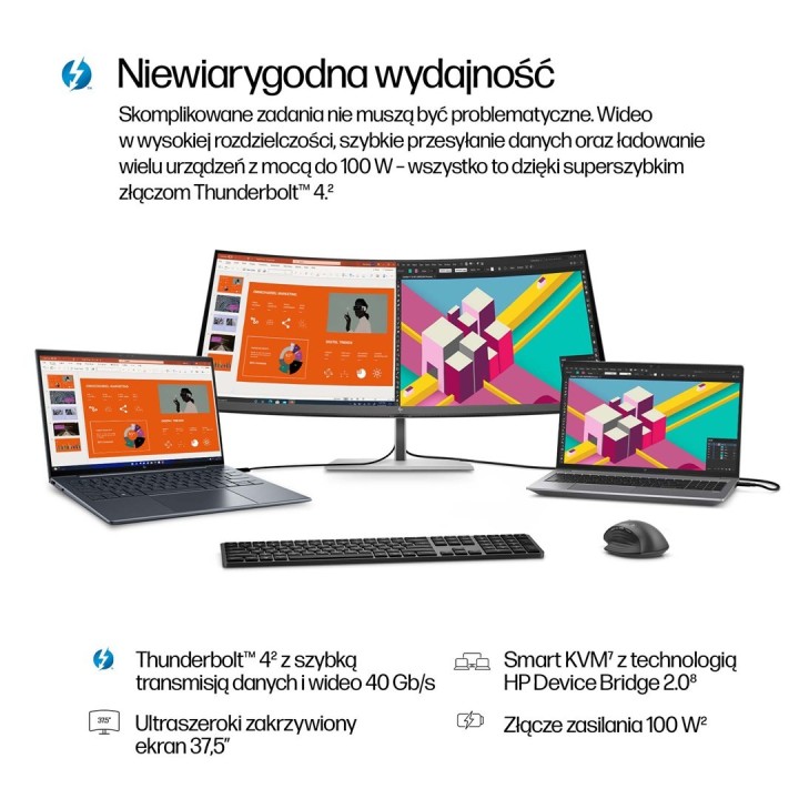 Monitor HP LED 37,5” S7 Pro 738pu (8K167AA) Curved IPS WQHD+ HDR400 RJ-45 ThunderBolt 4