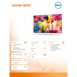 Dell Monitor U2419H-WOST 23,8 IPS LED Full HD (1920x1080) 169HDMI2xDP5xUSB 3.0No Stand3Y PPG