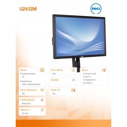 Dell Monitor 24 U2412M IPS LED WUXGA (1920x1200) /16:10/VGA/DVI-D(HDCP)/DP/5xUSB 2.0/5Y PPG