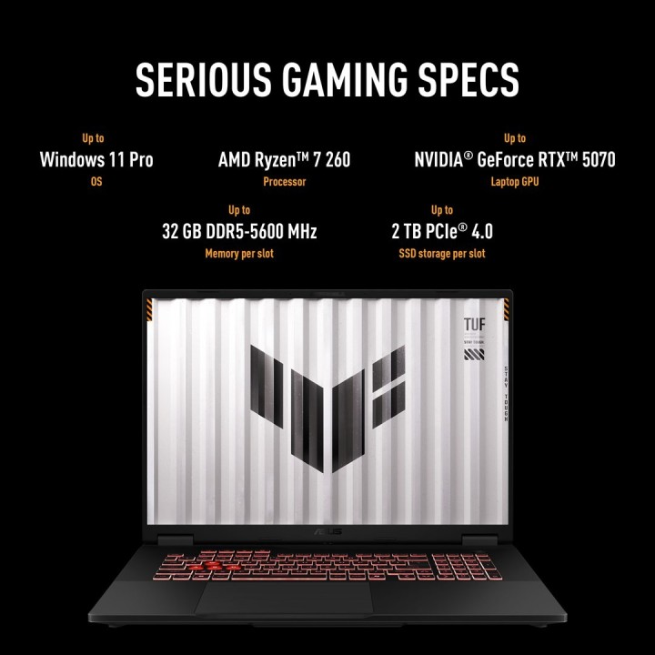 ASUS TUF Gaming A18 FA808UM-S9058 Ryzen 7 260 18.0" 2.5K 240Hz IPS-level 500nits AG 16GB DDR5 5600 SSD512 GeForce RTX 5060 8GB