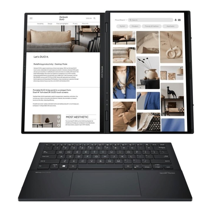 ASUS Zenbook Duo UX8406CA-QL121W Ultra 7 255H 2x14.0"OLED FHD Touch 60Hz 400nits 32GB LPDDR5X SSD1TB Glossy Intel Arc Graphics