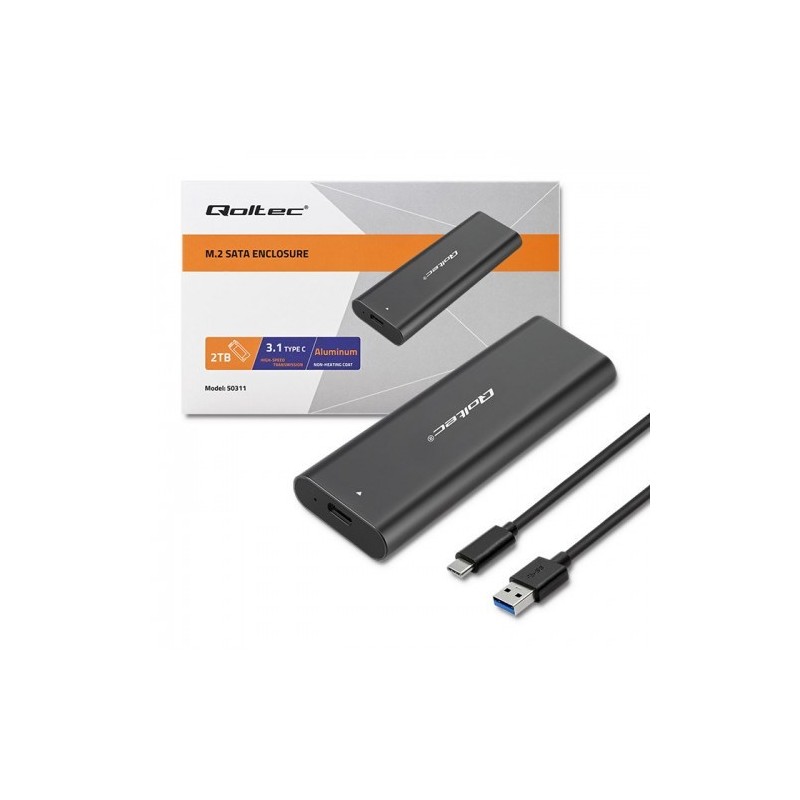 QOLTEC OBUDOWA DO DYSKÓW KIESZEŃ M.2 SATA SSD | NVME | USB TYP C