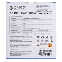 ORICO OBUDOWA DYSKU HDD/SSD USB-C 3.1 6GBPS,CZARNA