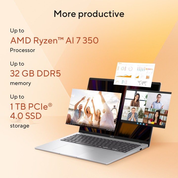 ASUS Vivobook 16 M1607KA-MB164W Ryzen AI 5 330 16.0"WUXGA IPS-level Panel 60Hz 300nits AG 16GB DDR5 SSD512 Radeon Graphics