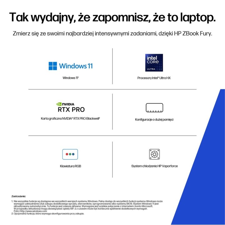 HP ZBook Fury G1i 18 Ultra 7 265HX vPro 18.0"WQXGA IPS 500nits 165Hz AG 32GB DDR5 5600 SSD1TB RTX Pro 2000_8GB Cam IR 5 Mpx AI