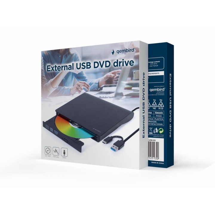 GEMBIRD ZEWNĘTRZNA NAGRYWARKA DVD 8X, CD 24X USB 3.1 SLIM CZARNA