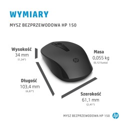 Mysz HP 150 Wireless Mouse bezprzewodowa czarna 2S9L1AA