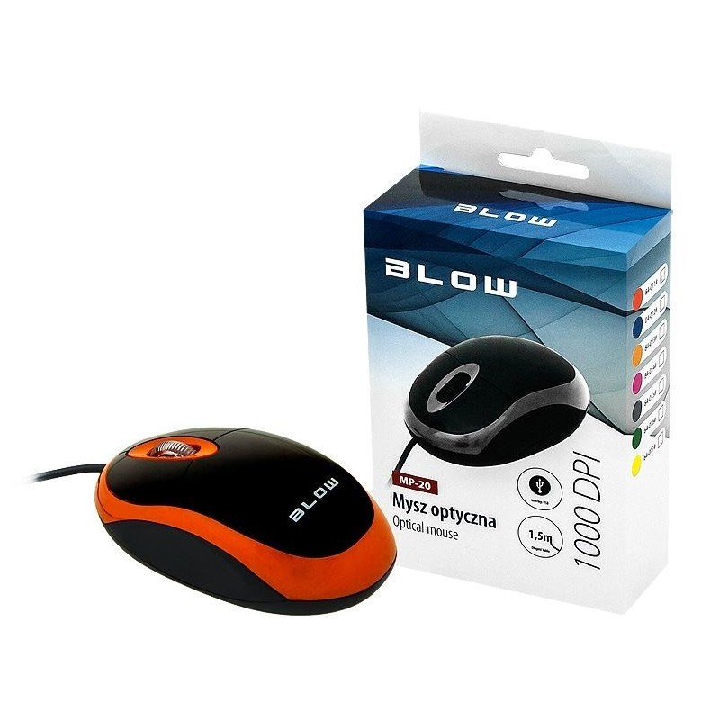Mysz BLOW Mp-20 84-013 (optyczna 1000 DPI kolor pomarańczowy)