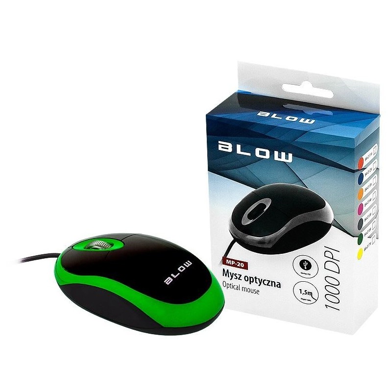 Mysz BLOW Mp-20 84-016 (optyczna 1000 DPI kolor zielony)