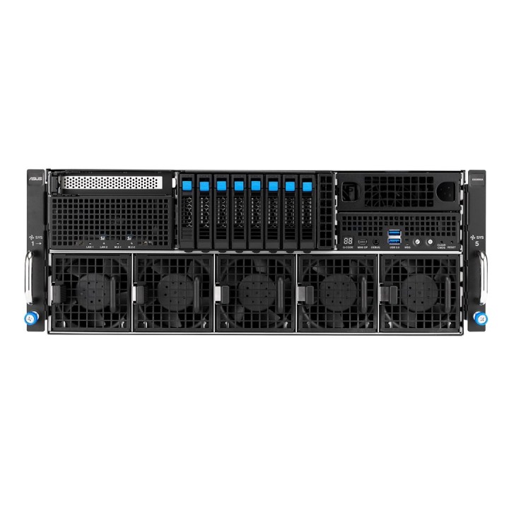 Platforma Asus Rack (4U) ESC8000A-E13P AMD EPYC 9005 (8xNVMe, 2xM.2, 2x10Gbe, IPMI, 3200W)