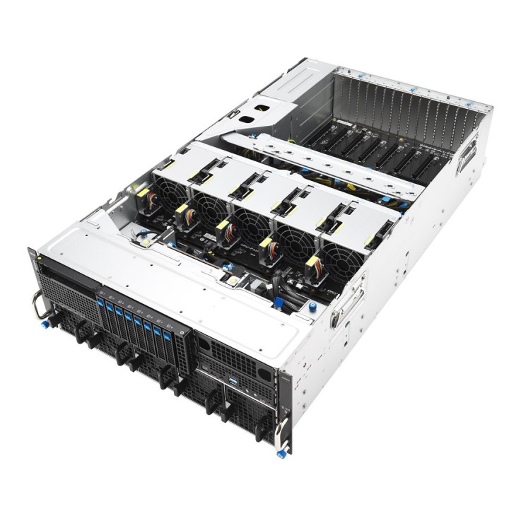 Platforma Asus Rack (4U) ESC8000A-E13P AMD EPYC 9005 (8xNVMe, 2xM.2, 2x10Gbe, IPMI, 3200W)