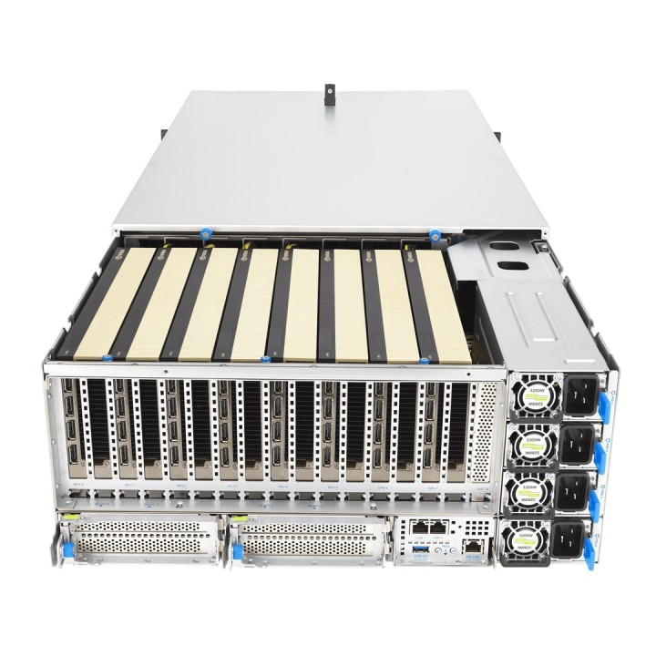 Platforma Asus Rack (4U) ESC8000A-E13P AMD EPYC 9005 (8xNVMe, 2xM.2, 2x10Gbe, IPMI, 3200W)