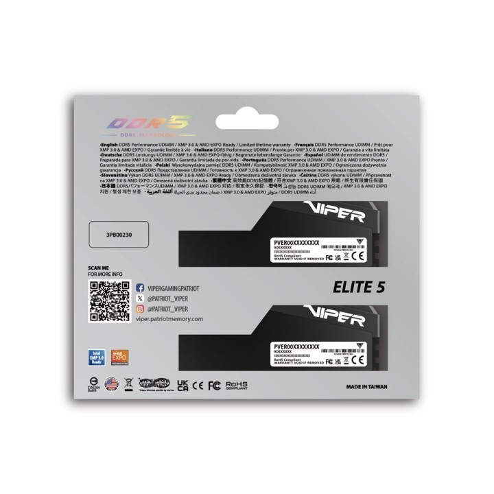 Patriot Viper Elite 5 Ultra DDR5 2x32GB 6000MHz CL28 Black