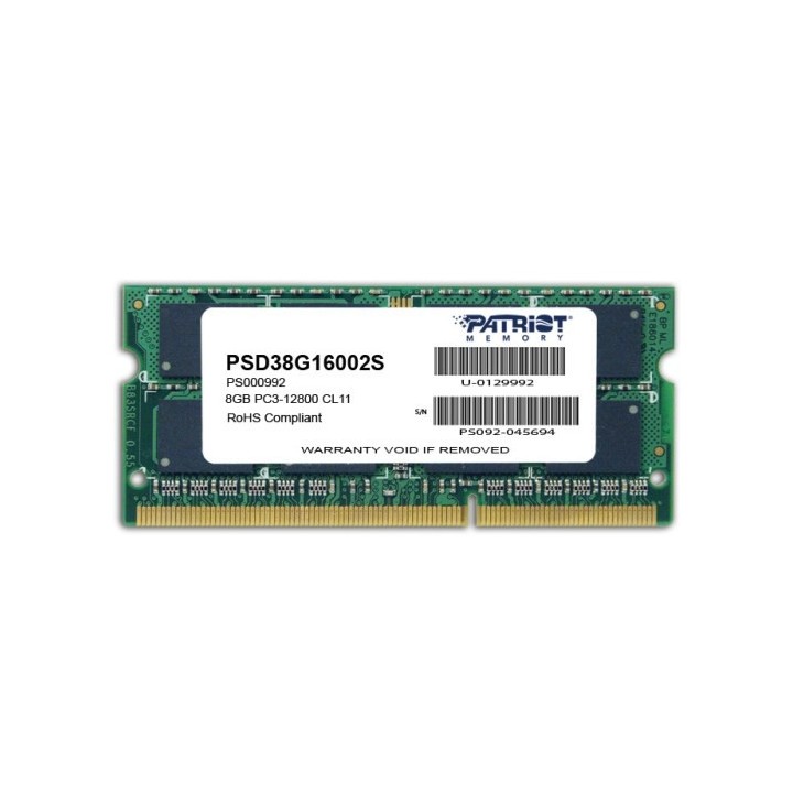 Pamięć Patriot Memory Signature PSD38G16002S (DDR3 SO-DIMM 1 x 8 GB 1600 MHz CL11)