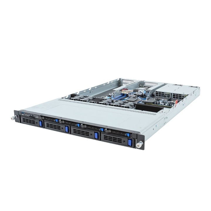 Platforma Gigabyte Rack (1U) R133-C11-AAG1 AMD Epyc 4004/Ryzen 7000 (4x 3,5" SATA HS, 1xM.2, 2x10Gbe, 2x1Gbe, IPMI, 1+1 800W)
