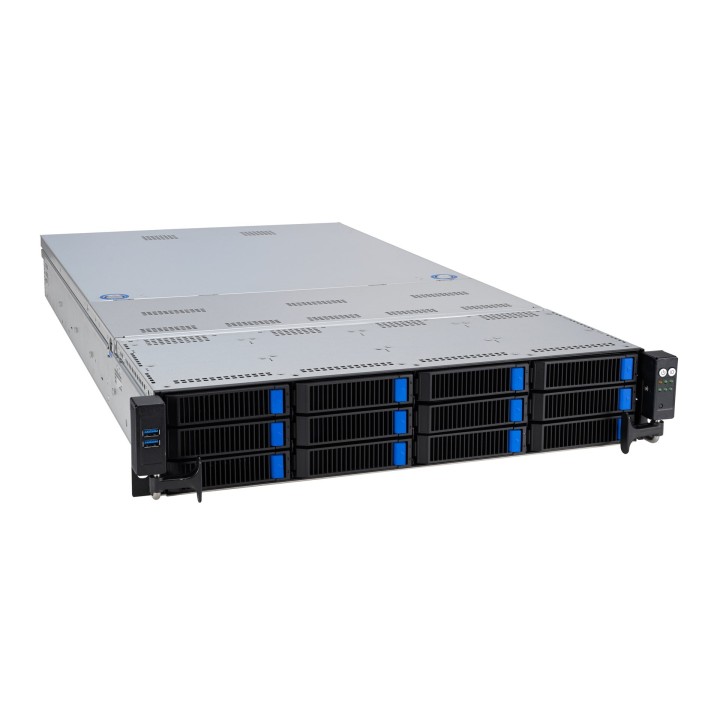 Platforma Asus Rack (2U) RS720A-E12-RS12 AMD Epyc 9004 (8x NVMe, 4x SATA/SAS, 2xM.2, 4xGPU, 2x10Gbe, IPMI, 1+1 2600W)
