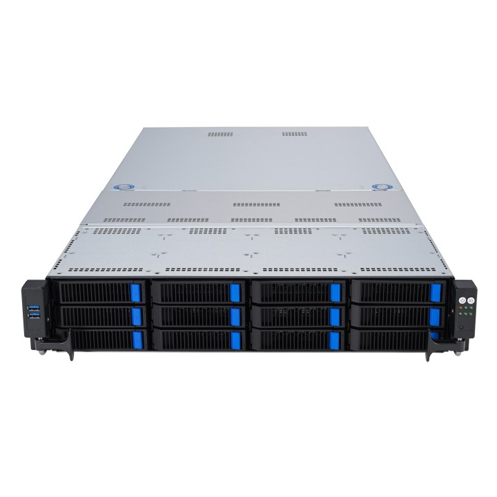 Platforma Asus Rack (2U) RS720A-E12-RS12 AMD Epyc 9004 (8x NVMe, 4x SATA/SAS, 2xM.2, 4xGPU, 2x10Gbe, IPMI, 1+1 2600W)
