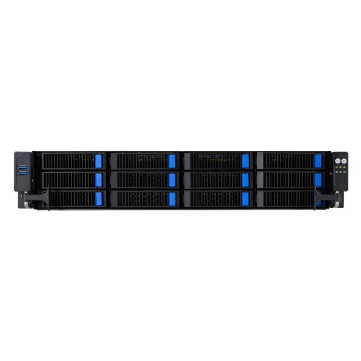 Platforma Asus Rack (2U) RS720A-E12-RS12 AMD Epyc 9004 (8x NVMe, 4x SATA/SAS, 2xM.2, 4xGPU, 2x10Gbe, IPMI, 1+1 2600W)